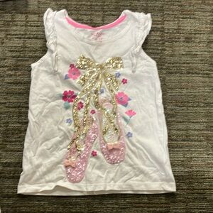 Girls' White and Pink Ballet Graphic Top size M 7/8